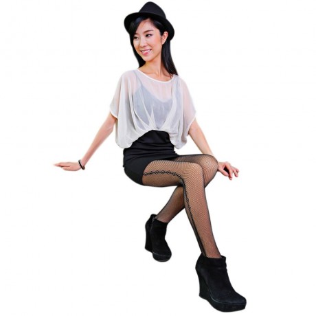SEXY HIGH WAIST ELASTIC NET SPLICED BODYCON PANTYHOSE WITH VELVET FOR LADIES