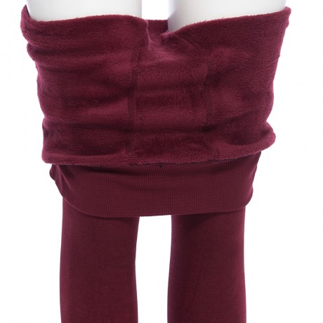 HIGH WAIST ELASTIC PURE COLOR BODYCON LEGGINGS WITH VELVET FOR WOMEN