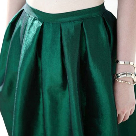 RETRO STYLE PURE COLOR A-LINE ELASTIC WAIST BALL GOWN SKIRT FOR WOMEN