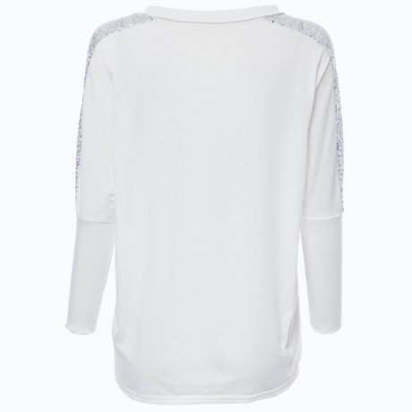 CASUAL ROUND COLLAR LONG SLEEVE SEQUIN PURE COLOR LOOSE-FITTING LADIES KNITWEAR