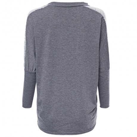 CASUAL ROUND COLLAR LONG SLEEVE SEQUIN PURE COLOR LOOSE-FITTING LADIES KNITWEAR