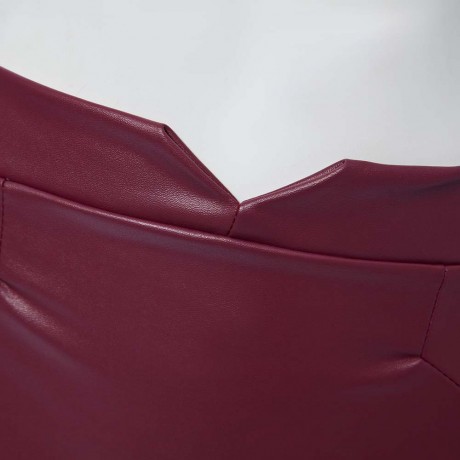 TRENDY MID WAIST PURE COLOR FAUX LEATHER SKINNY MIDI SKIRT FOR LADIES