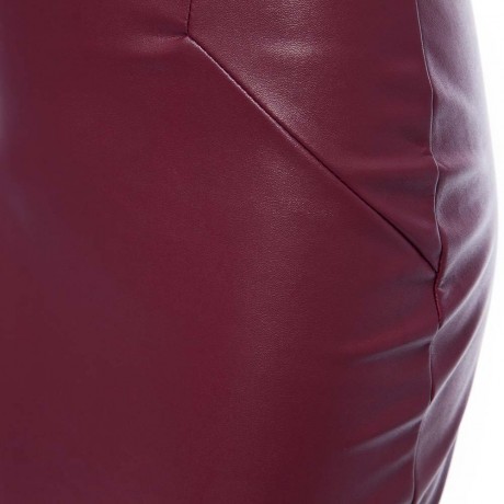 TRENDY MID WAIST PURE COLOR FAUX LEATHER SKINNY MIDI SKIRT FOR LADIES