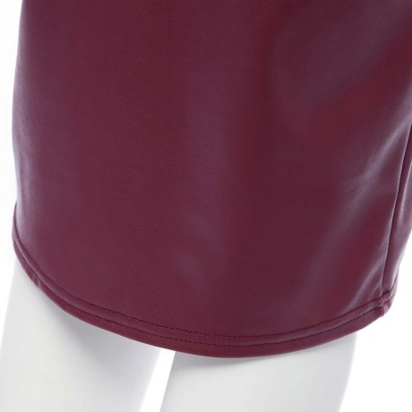 TRENDY MID WAIST PURE COLOR FAUX LEATHER SKINNY MIDI SKIRT FOR LADIES