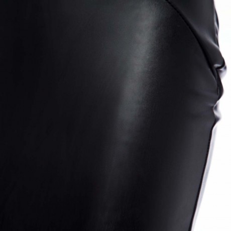 TRENDY MID WAIST PURE COLOR FAUX LEATHER SKINNY MIDI SKIRT FOR LADIES