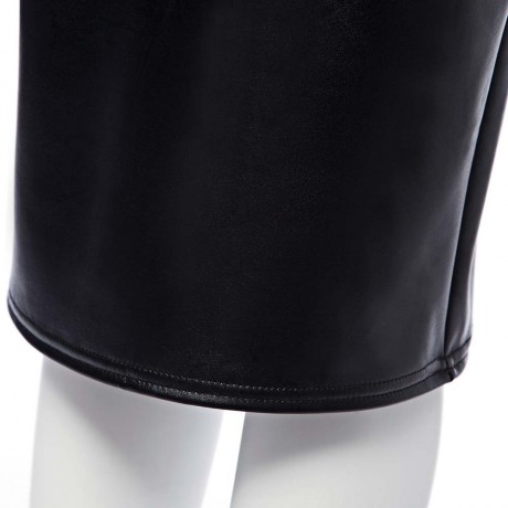 TRENDY MID WAIST PURE COLOR FAUX LEATHER SKINNY MIDI SKIRT FOR LADIES