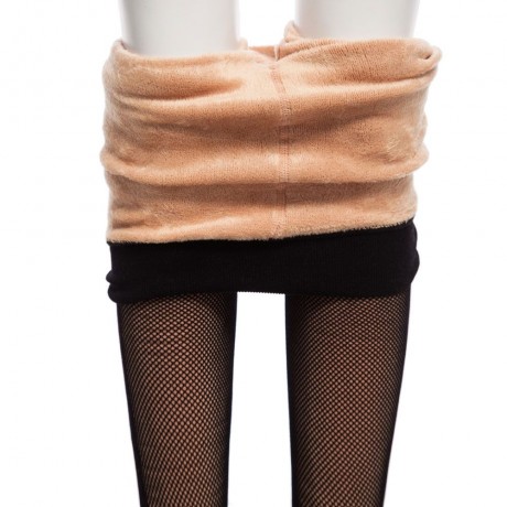 SEXY HIGH WAIST ELASTIC NET SPLICED BODYCON PANTYHOSE WITH VELVET FOR LADIES