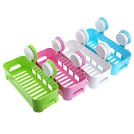 HIGH QUALITY MULTIFUNCTIONAL KITCHEN BATHROOM SUCKER STORAGE HOLDER SHELF (BLUE)