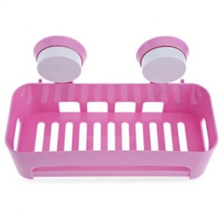 HIGH QUALITY MULTIFUNCTIONAL KITCHEN BATHROOM SUCKER STORAGE HOLDER SHELF (PINK)