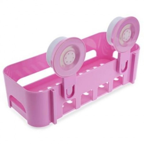 HIGH QUALITY MULTIFUNCTIONAL KITCHEN BATHROOM SUCKER STORAGE HOLDER SHELF (PINK)