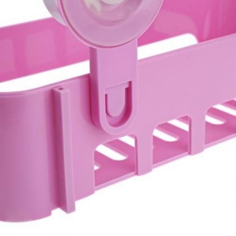 HIGH QUALITY MULTIFUNCTIONAL KITCHEN BATHROOM SUCKER STORAGE HOLDER SHELF (PINK)