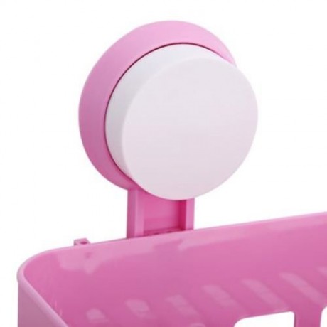 HIGH QUALITY MULTIFUNCTIONAL KITCHEN BATHROOM SUCKER STORAGE HOLDER SHELF (PINK)