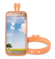 RABBIT EARS SHAPE SILICONE BUMPER PHONE PROTECTIVE LUMINOUS COVER (YOLK YELLOW)