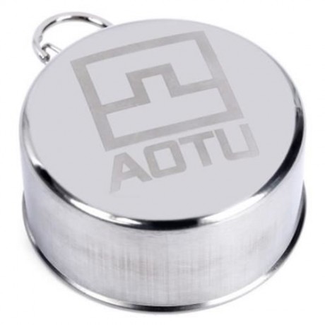 AOTU TELESCOPIC STAINLESS STEEL CUP WITH BUCKLE THREE SECTION OUTDOOR TOOL (SILVER)