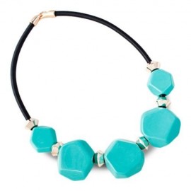 EXOTIC GEOMETRIC CCB PLASTIC ROPE CHAIN NECKLACE FOR LADY (BLUE)