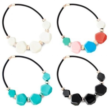 EXOTIC GEOMETRIC CCB PLASTIC ROPE CHAIN NECKLACE FOR LADY (BLUE)