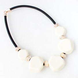 EXOTIC GEOMETRIC CCB PLASTIC ROPE CHAIN NECKLACE FOR LADY (BEIGE)