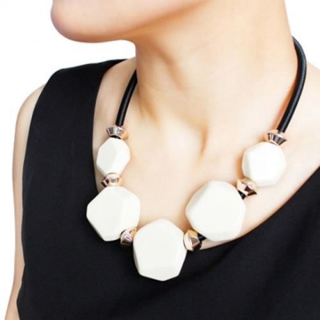 EXOTIC GEOMETRIC CCB PLASTIC ROPE CHAIN NECKLACE FOR LADY (BEIGE)