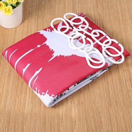 CITYSCAPE GREY PARIS EIFFEL TOWER RED LIP DESIGN PATTERN WATERPROOF POLYESTER BATH CURTAIN