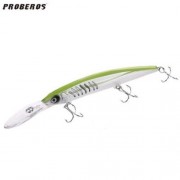 PROBEROS OUTDOOR FISHING LURES CRANK BAIT WITH 3 HOOK (WHITE AND GREEN)