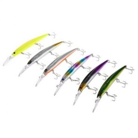PROBEROS OUTDOOR FISHING LURES CRANK BAIT WITH 3 HOOK (WHITE AND GREEN)