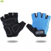 BASECAMP SHOCK-ABSORBING FOAM PAD HALF FINGER BIKE GLOVES (BLUE)
