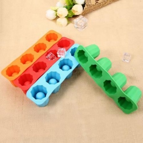 LHS SILICONE DIY ICE MOLD COOL DRINKS CHOCOLATE SOAP MAKING TOOL WITH 4 GRIDS (ORANGE)