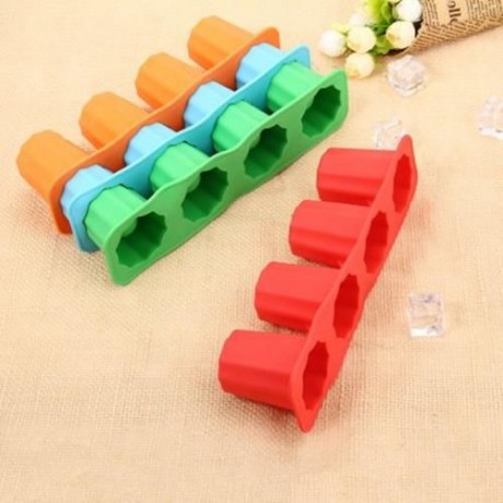LHS SILICONE DIY ICE MOLD COOL DRINKS CHOCOLATE SOAP MAKING TOOL WITH 4 GRIDS (ORANGE)