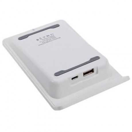QI WIRELESS CHARGER USB OUTPUT CHARGING STAND (WHITE)