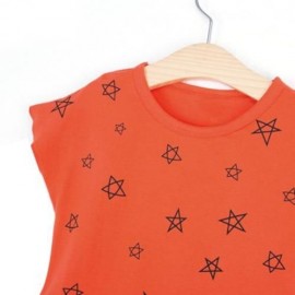 2PCS KIDS ROUND COLLAR T-SHIRT PANTS HOME CLOTHES (DARKSALMON)