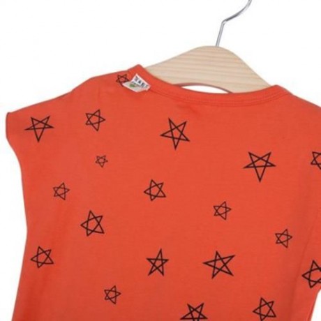 2PCS KIDS ROUND COLLAR T-SHIRT PANTS HOME CLOTHES (DARKSALMON)