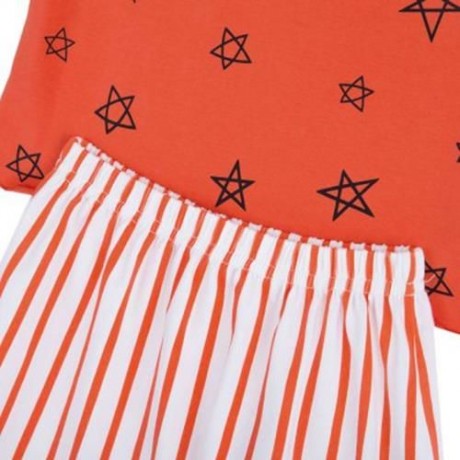 2PCS KIDS ROUND COLLAR T-SHIRT PANTS HOME CLOTHES (DARKSALMON)