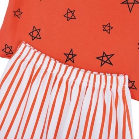 2PCS KIDS ROUND COLLAR T-SHIRT PANTS HOME CLOTHES (DARKSALMON)