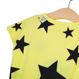 2PCS KIDS LEISURE ROUND COLLAR SLEEVELESS T-SHIRT SHORT HAREN PANTS CLOTHING SET (YELLOW)