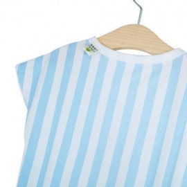 2PCS LOVELY KIDS STAR PRINTED ROUND COLLAR SLEEVELESS STRIPE T-SHIRT HAREN PANTS (LIGHT BL