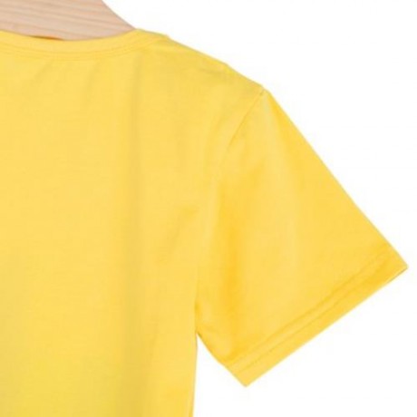 2PCS CHILDREN PLANE PRINTED ROUND COLLAR T-SHIRT STAR PRINTED PANTS (YELLOW)