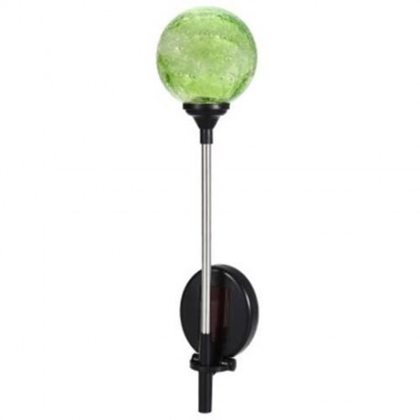 LED SOLAR POWERED PATIO DECORATIVE LAMP STAINLESS STEEL CRACK GLASS BALL LIGHT (CRYSTAL G