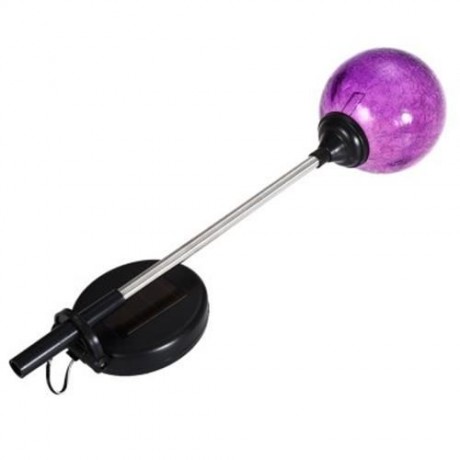 LED SOLAR POWERED PATIO DECORATIVE LAMP STAINLESS STEEL CRACK GLASS BALL LIGHT (PURPLE)