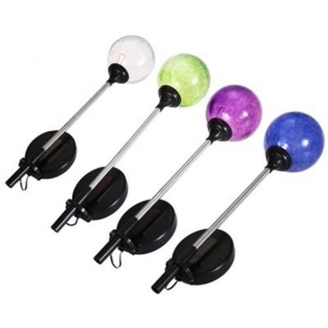 LED SOLAR POWERED PATIO DECORATIVE LAMP STAINLESS STEEL CRACK GLASS BALL LIGHT (WHITE)
