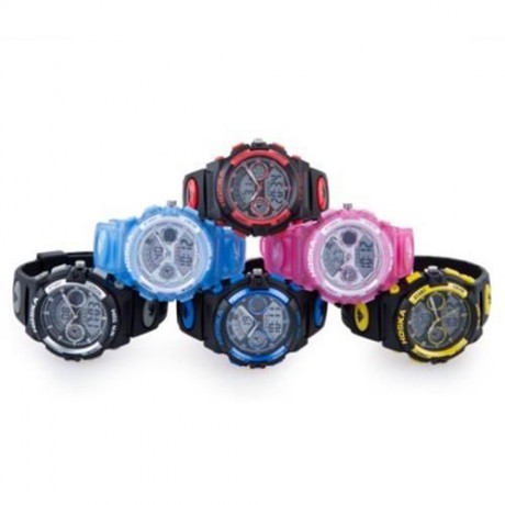 HOSKA HD006B DUAL MOVT CHILDREN SPORT QUARTZ WATCH WATER RESISTANCE CHRONOGRAPH DAY ALARM 