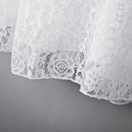 REFINED V-NECK SLEEVELESS FLOWER LACE PARTY DRESS WITH RHINESTONE BELT FOR GIRLS (WHITE)