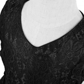 REFINED V-NECK SLEEVELESS FLOWER LACE PARTY DRESS WITH RHINESTONE BELT FOR GIRLS (BLACK)