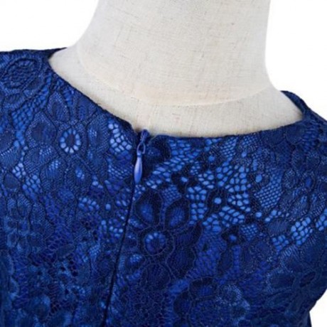 REFINED V-NECK SLEEVELESS FLOWER LACE PARTY DRESS WITH RHINESTONE BELT FOR GIRLS (PURPLISH
