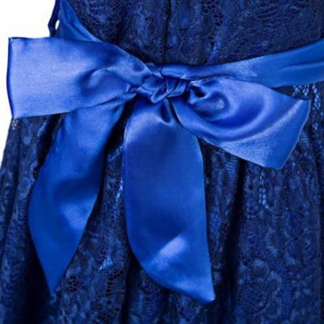 REFINED V-NECK SLEEVELESS FLOWER LACE PARTY DRESS WITH RHINESTONE BELT FOR GIRLS (PURPLISH