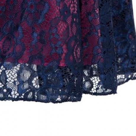 REFINED V-NECK SLEEVELESS FLOWER LACE PARTY DRESS WITH RHINESTONE BELT FOR GIRLS (ROSE)