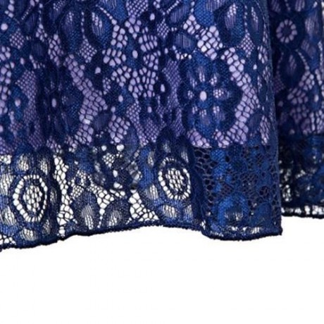 REFINED V-NECK SLEEVELESS FLOWER LACE PARTY DRESS WITH RHINESTONE BELT FOR GIRLS (PURPLE)