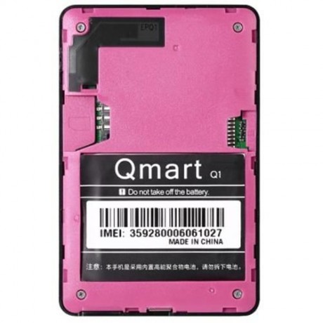AIEK Q1 1.0 INCH ULTRA-THIN CARD PHONE FM AUDIO PLAYER SOUND RECORDER ALARM (PINK)