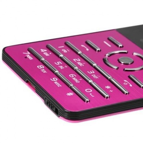 AIEK Q1 1.0 INCH ULTRA-THIN CARD PHONE FM AUDIO PLAYER SOUND RECORDER ALARM (PINK)