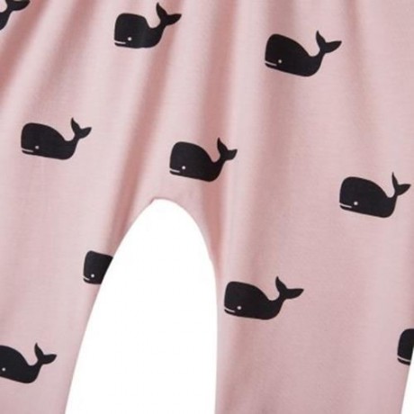 CUTE SHARK PRINTED LESIURE CHILDREN TROUSERS (PINK)