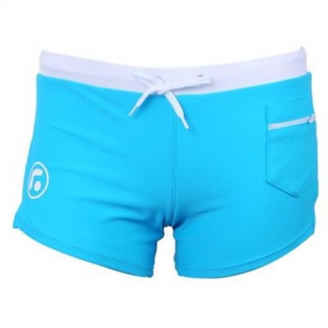 NYLON MALE SKIN COMPRESSION SWIMWEAR SWIM TRUNKS FOR SWIMMING (LAKE BLUE)
